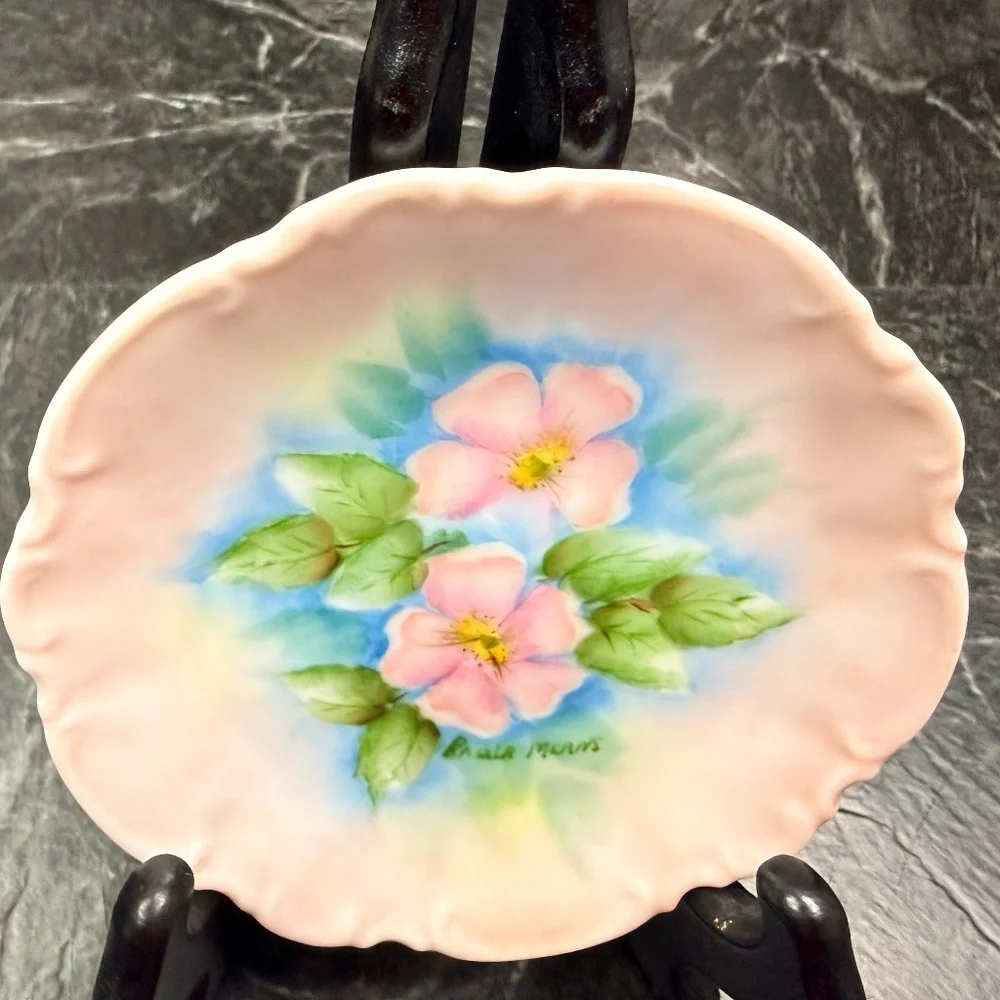 Decorative Floral Hand Painted Plate by Paula Means